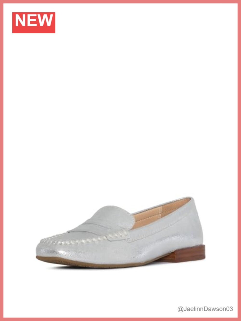 Metallic Leather Loafer Penny Keeper Square Toe Low Heel Slip On Women's Shoes